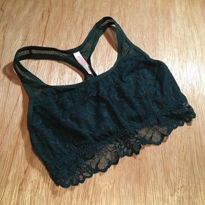 PINK, Lace Racerback Bralette, M, Green, NWOT
